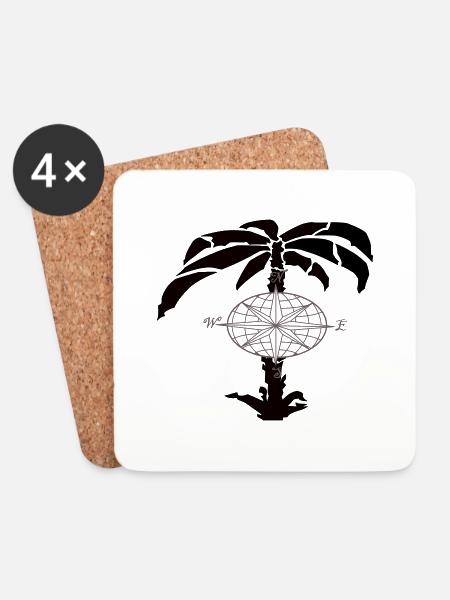 Black Palm - Coasters (set of 4) - white