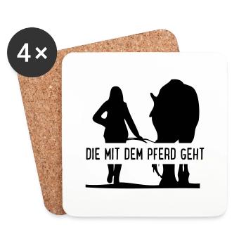 Die mit dem Pferd geht - Untersetzer (4er-Set) - Weiß - Vorne