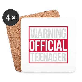 warning official teenage quote - Coasters (set of 4) - white - Front