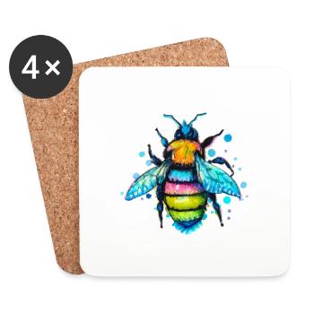 Lovely rainbow bee - Coasters (set of 4) - white - Front