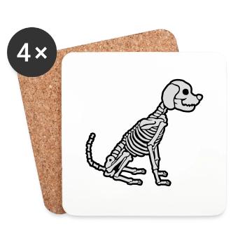 Halloween Skeleton Dog Design - Coasters (set of 4) - white - Front