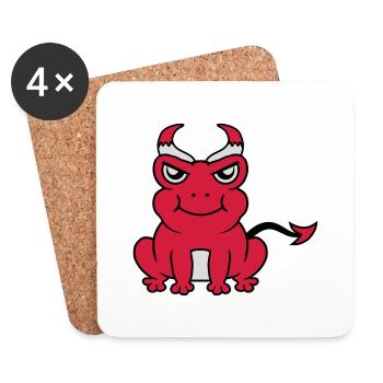 Devil Horns Frog Demon - Coasters (set of 4) - white - Front