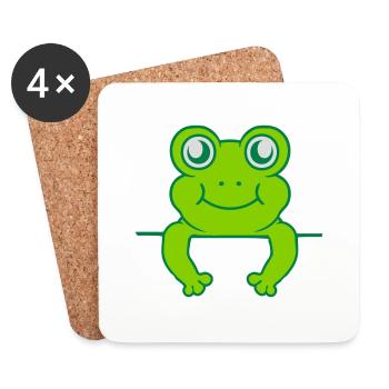 Bouclier Wall Frog Comic - Dessous de verre (lot de 4) - blanc - Devant