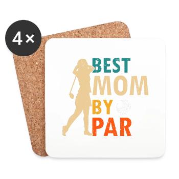 Meilleur MOM Par Cool Retro Vintage Golfer Designs - Dessous de verre (lot de 4) - blanc - Devant