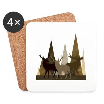 Cerf - Dessous de verre (lot de 4) - blanc - Devant