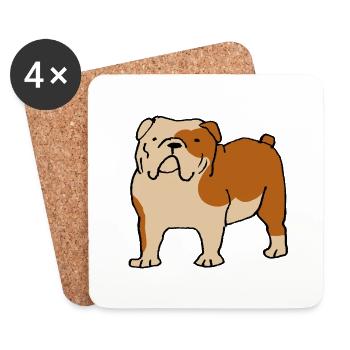 Bouledogue anglais - Dessous de verre (lot de 4) - blanc - Devant