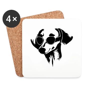Teckel Chien Chiens Lunettes de soleil Cool Vector 7 - Dessous de verre (lot de 4) - blanc - Devant