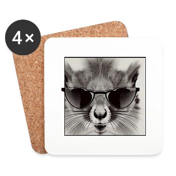 Squirrel Sunglasses Animal Cute Funny Cool 10 - Coasters (set of 4) - white - Front