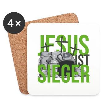 Jesus ist Sieger - Untersetzer (4er-Set) - Weiß - Vorne