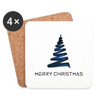 Merry Christmas , Feliz Navidad ,Frohe Weihnachten - Untersetzer (4er-Set) - Weiß - Vorne