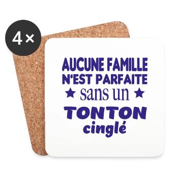 Tonton cinglé - Dessous de verre (lot de 4) - blanc - Devant