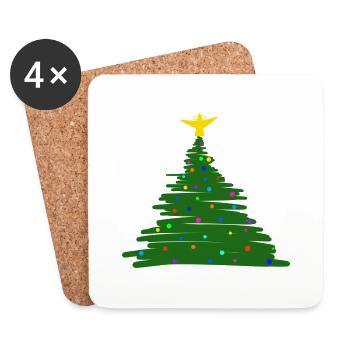 Weihnachtsbaum - Untersetzer (4er-Set) - Weiß - Vorne