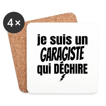 je suis un garagiste qui déchire - Dessous de verre (lot de 4) - blanc - Devant