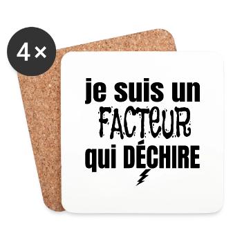 facteur qui déchire - Dessous de verre (lot de 4) - blanc - Devant