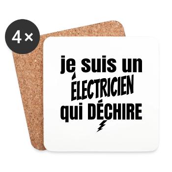 électricien qui déchire - Dessous de verre (lot de 4) - blanc - Devant