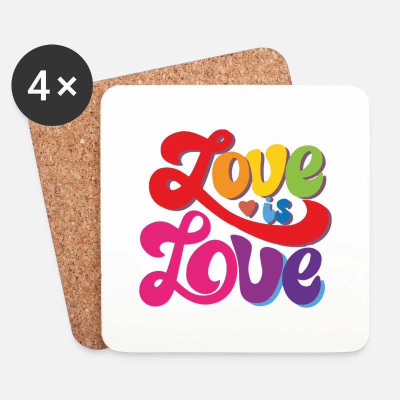 Liebe ist Liebe - Pride Month - Regenbogen - Untersetzer (4er-Set) - Weiß