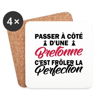 bretonne et perfection / cadeau humour bretonne - Dessous de verre (lot de 4) - blanc - Devant