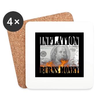 Inflation Geld Design T-Shirt - Untersetzer (4er-Set) - Weiß - Vorne