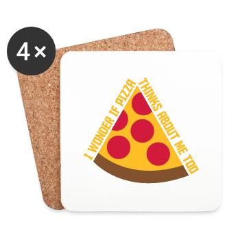 pizza thinks about me - Untersetzer (4er-Set) - Weiß - Vorne