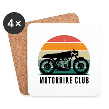 Logo design T Shirt motorbike club - Dessous de verre (lot de 4) - blanc - Devant