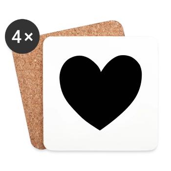 Herz Symbol Liebe süß Herzen rosa Zeichnung Vektor - Untersetzer (4er-Set) - Weiß - Vorne