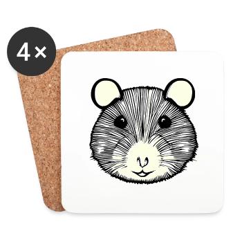 Hamster mignon animal rongeur animaux drôle animal 6 - Dessous de verre (lot de 4) - blanc - Devant