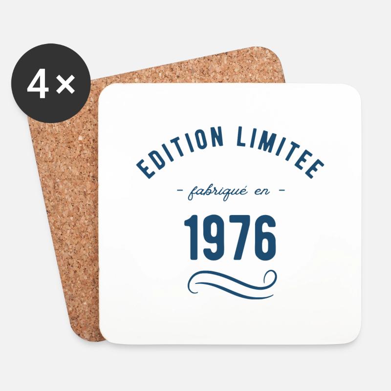 1976, Geburtsjahr, Geburtstagsgeschenk - Untersetzer (4er-Set) - Weiß