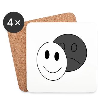 Masque heureux de la dépression - Dessous de verre (lot de 4) - blanc - Devant