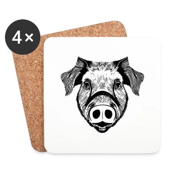 pig sweet pigs pigs animal animals 8 - Coasters (set of 4) - white - Front