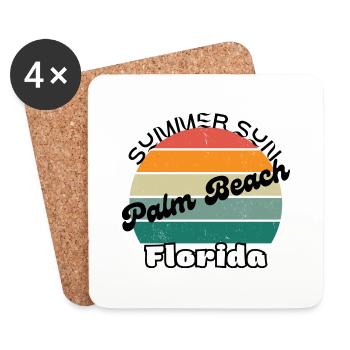 Palm Beach Floride - Dessous de verre (lot de 4) - blanc - Devant