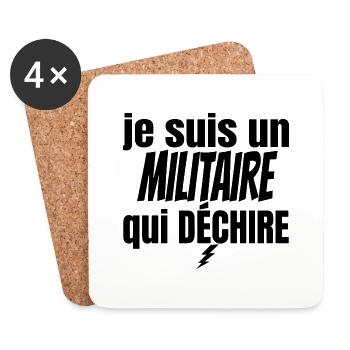 militaire qui déchire - Dessous de verre (lot de 4) - blanc - Devant