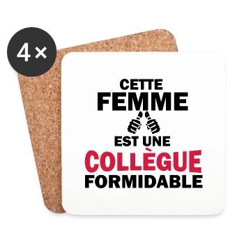 Cette femme est une collègue formidable - Dessous de verre (lot de 4) - blanc - Devant