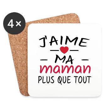 j aime ma maman / cadeau enfant - Dessous de verre (lot de 4) - blanc - Devant