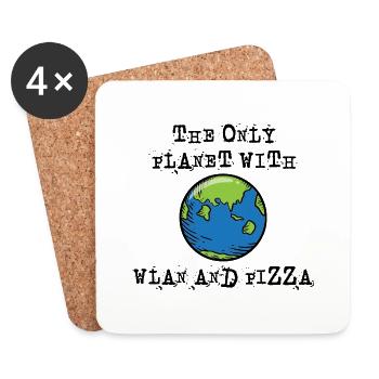 The only planet with Wi-Fi and pizza - Coasters (set of 4) - white - Front