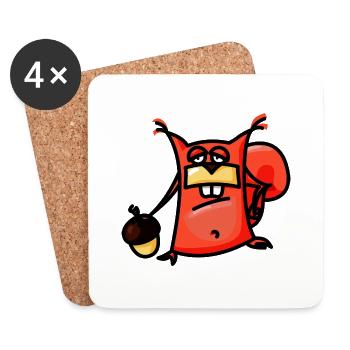 crazy Comic Eichhörnchen - Untersetzer (4er-Set) - Weiß - Vorne