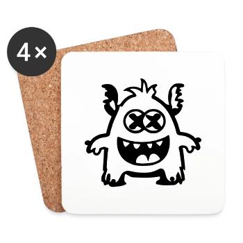 Mignon petit monstre vecteur - Dessous de verre (lot de 4) - blanc - Devant