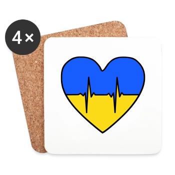 Cœur d’Ukraine - Dessous de verre (lot de 4) - blanc - Devant