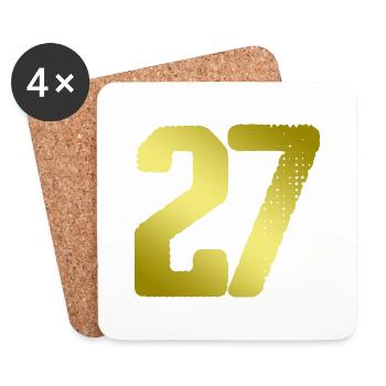 27 Zahl Trikot - Untersetzer (4er-Set) - Weiß - Vorne
