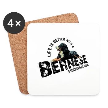 Berner Sennenhund - Untersetzer (4er-Set) - Weiß - Vorne