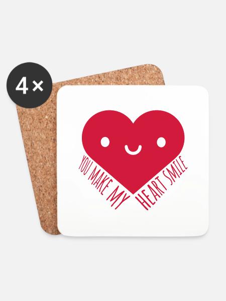 make my heart smile - Untersetzer (4er-Set) - Weiß
