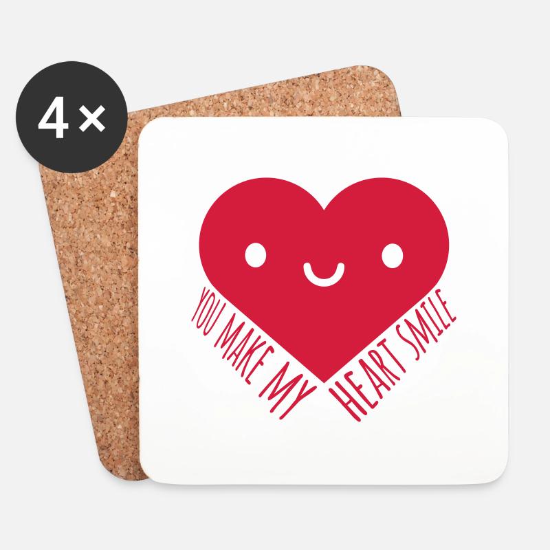 make my heart smile - Untersetzer (4er-Set) - Weiß