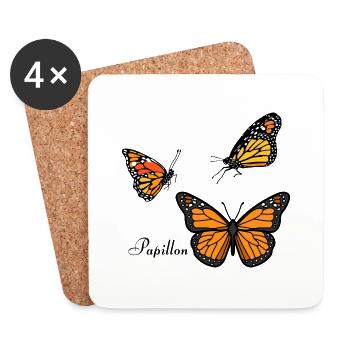 Groupe de papillons - Dessous de verre (lot de 4) - blanc - Devant