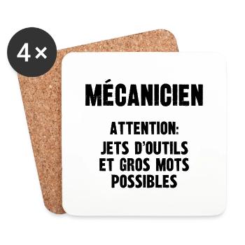 mécanicien - Dessous de verre (lot de 4) - blanc - Devant
