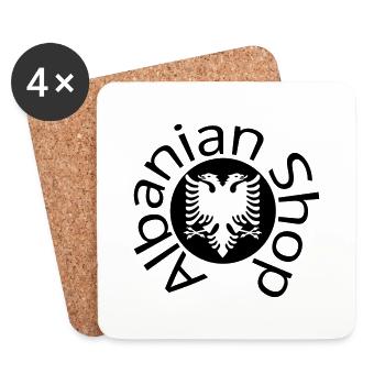 Logo de la boutique albanaise - Dessous de verre (lot de 4) - blanc - Devant