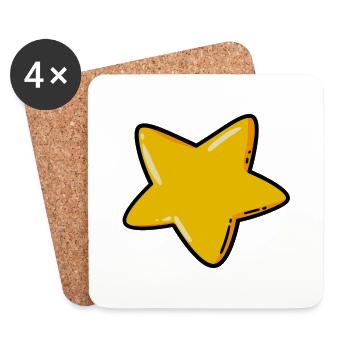 Star in yellow/gold! - Coasters (set of 4) - white - Front