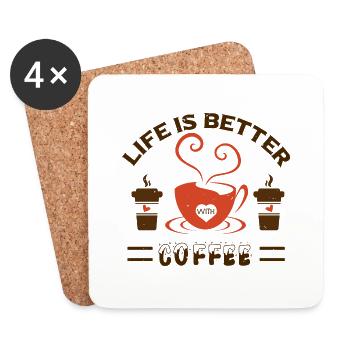 MIT KAFFEE IST DAS LEBEN BESSER - Untersetzer (4er-Set) - Weiß - Vorne