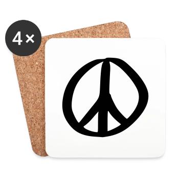 Peace Sign Drawing Peace Sketch black - Coasters (set of 4) - white - Front