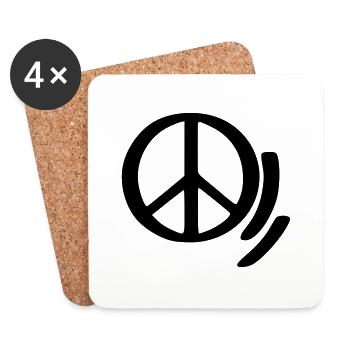 Peace Sign Drawing Peace Sketch black - Coasters (set of 4) - white - Front