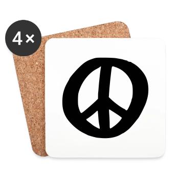 Peace Sign Drawing Peace Sketch black - Coasters (set of 4) - white - Front
