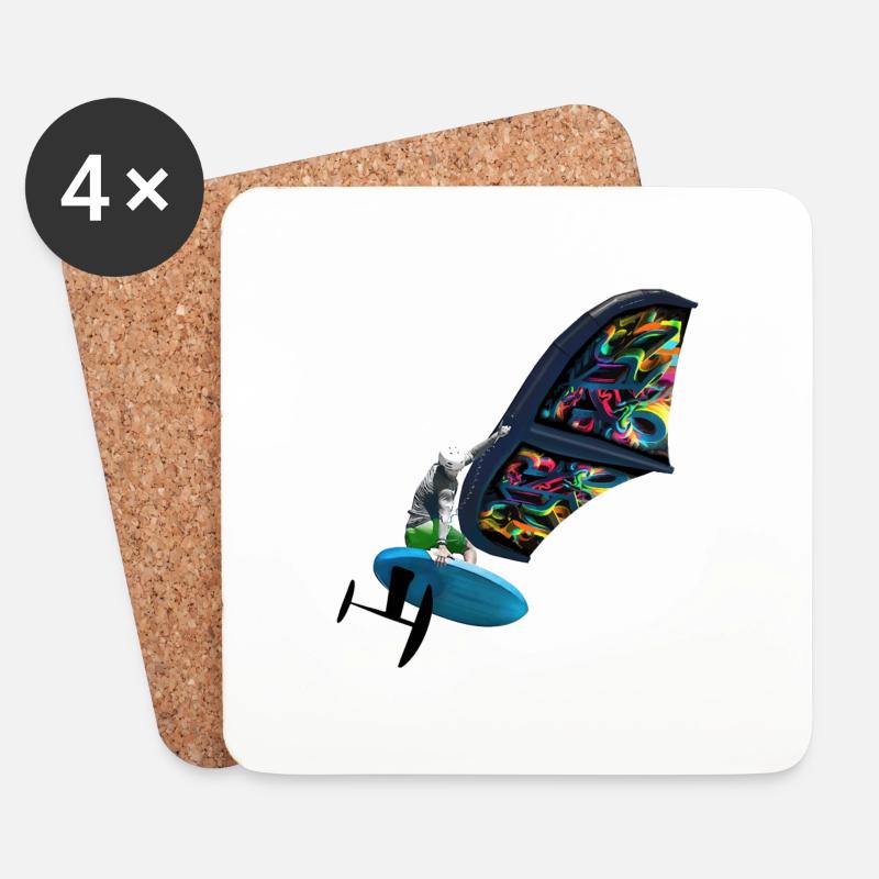 Wing Foil Surf - Untersetzer (4er-Set) - Weiß